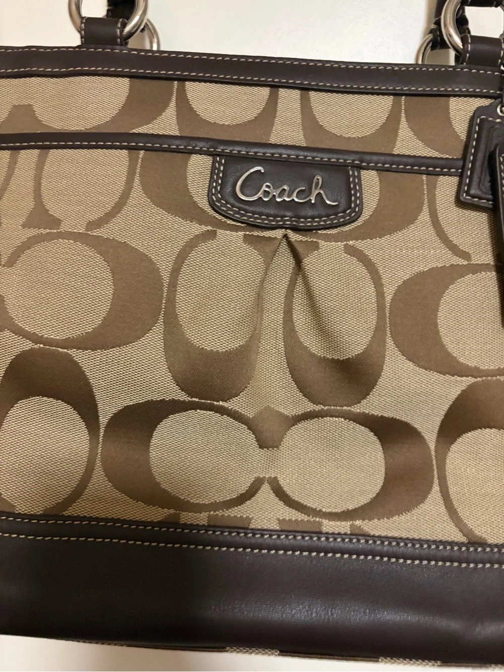 NWT 🤎🥥🐆 Coach Park Signature Carry All Khaki Mahogany Canvas Tote 🤎🥥🐆